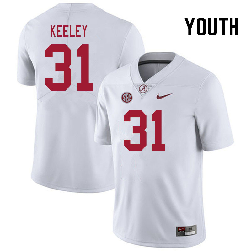 Youth #31 Keon Keeley Alabama Crimson Tide College Footabll Jerseys Stitched Sale-White